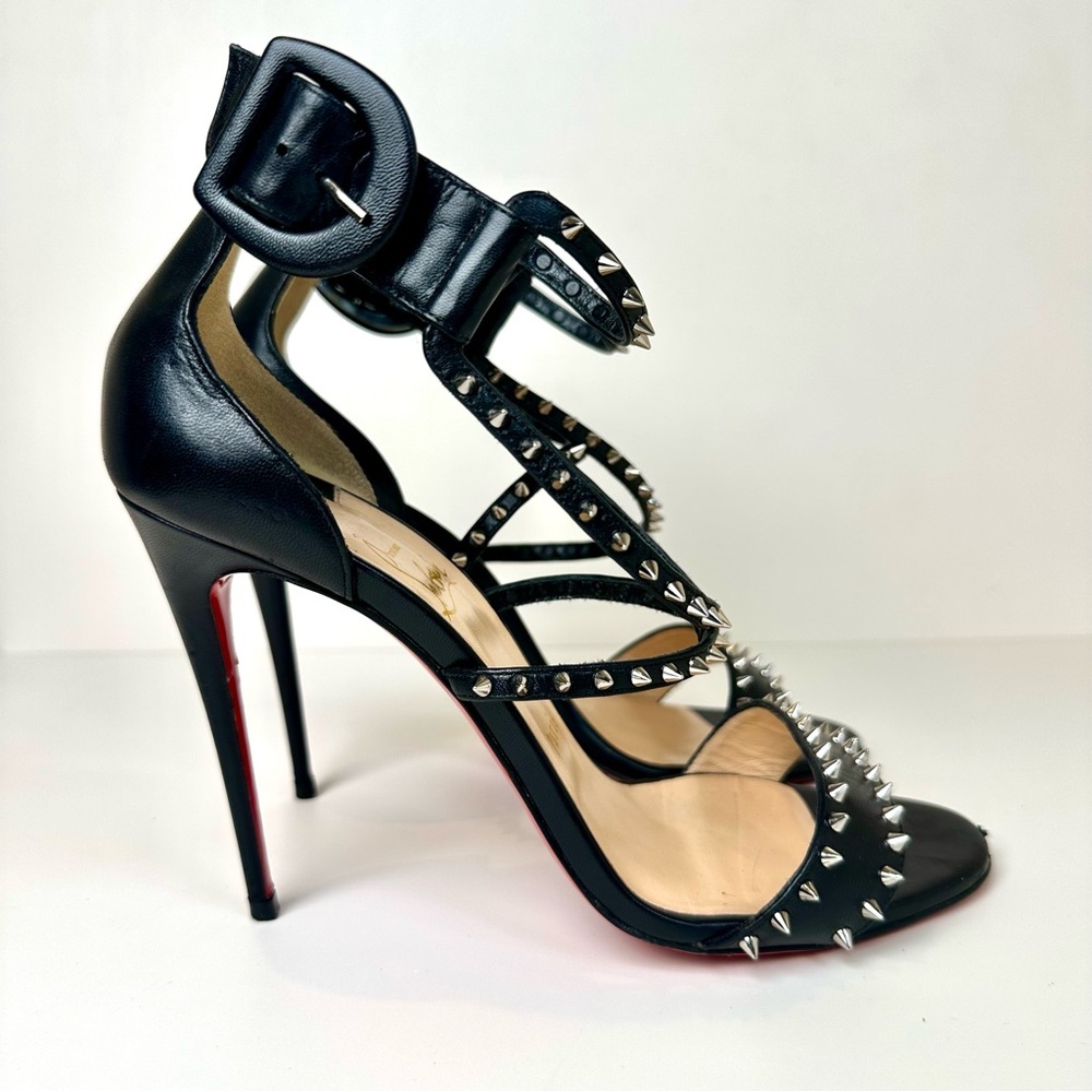 ✨ Christian Louboutin “So Me” Studded Strappy Sandals | Size 39 Black | Red Sole - Picture 4 of 12